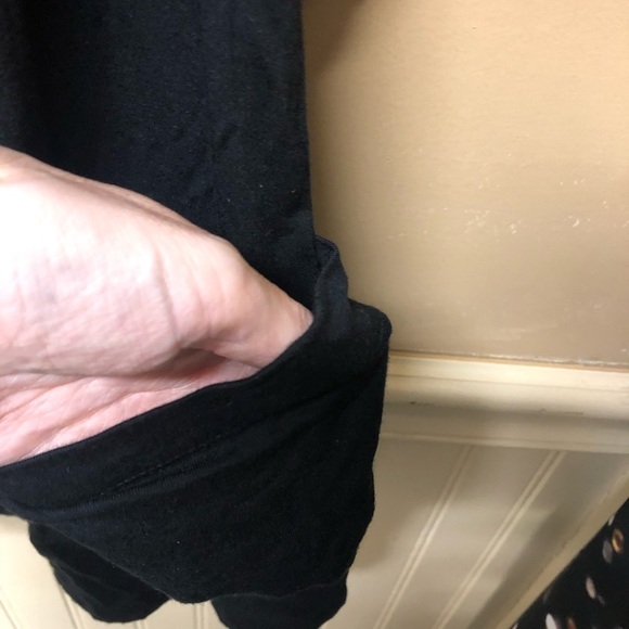 LOGO Lori Goldstein Black Tunic Scoop Neck Ruched 3/4 Sleeves Draping Pockets - Picture 5 of 7